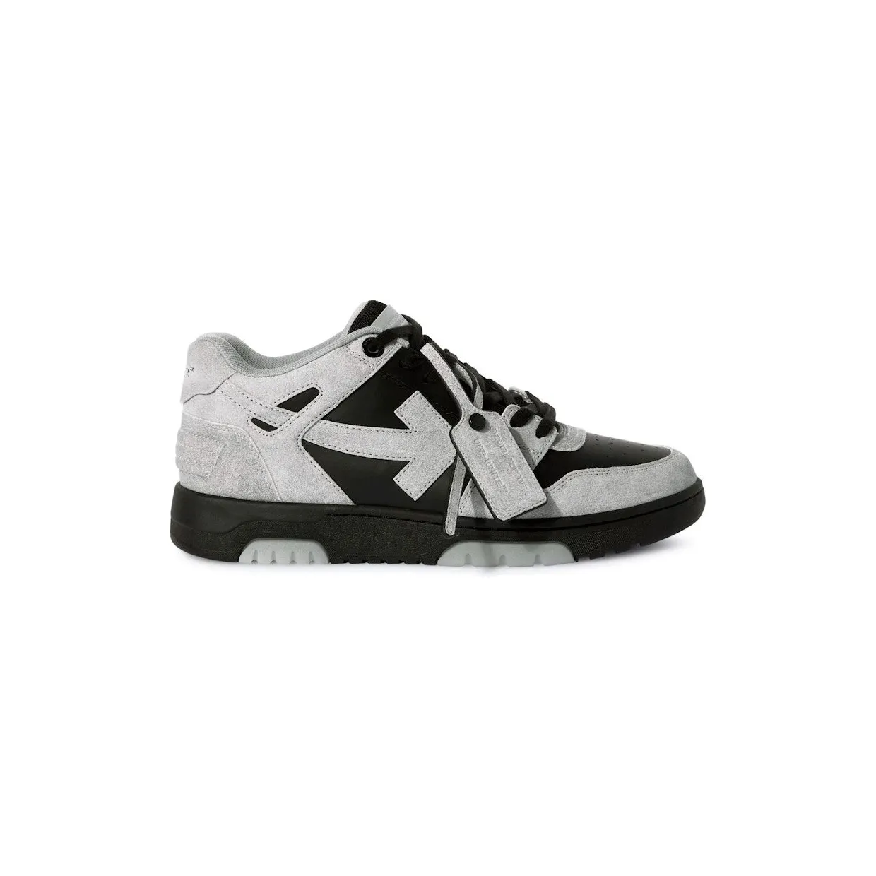OFF-WHITE Out Of Office “OOO” Low Tops Light Grey Black Suede (OMIA189S25LEA0070510)