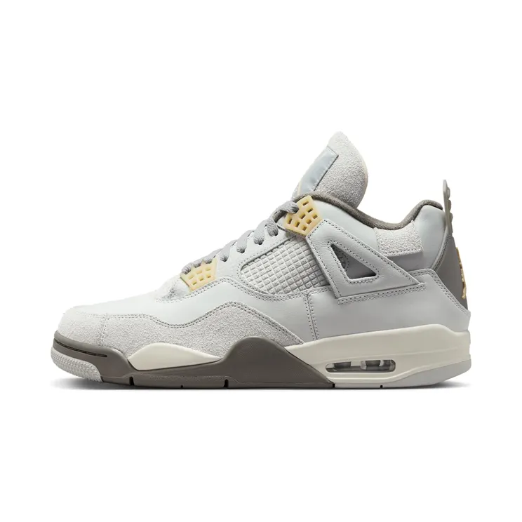 Air Jordan 4 SE Craft “Photon Dust” (DV3742-021): lichtgrijs, ruig suède en een beetje vanillegeel