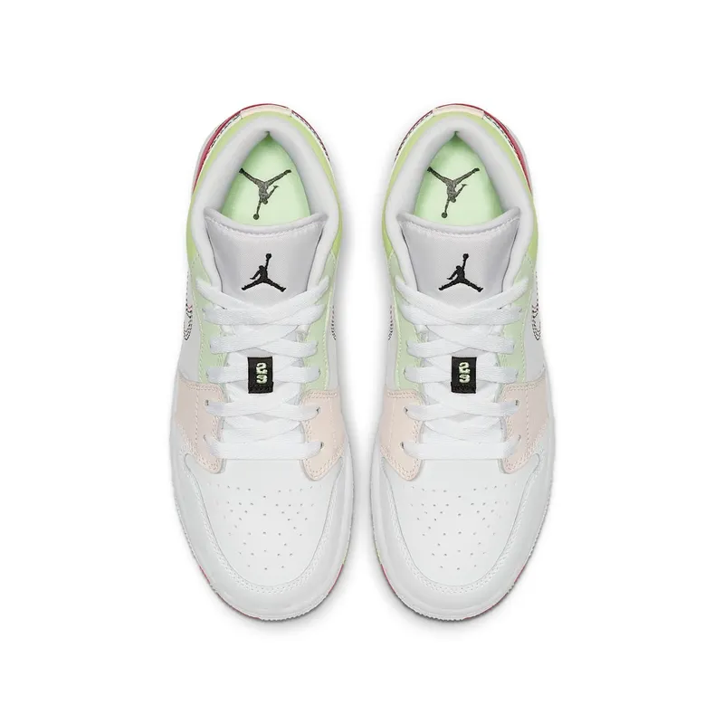 Jordan 1 Low Glow-In-The-Dark (GS) White/Ember Glow-Barely Volt-Black (554723-176)