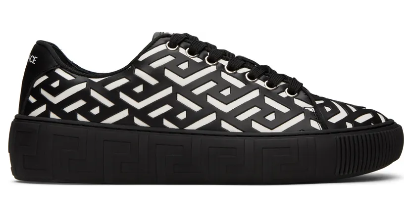 Versace White & Blue Greca Sneakers (DSU8404 1A04183)