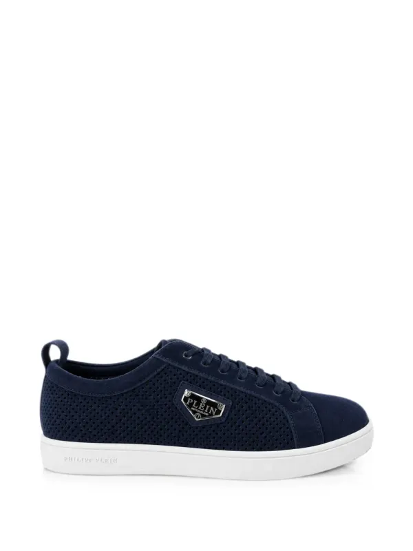 Philipp Plein perforated suede low-top sneakers – Blue (UAFSMSC4117PLE009N)