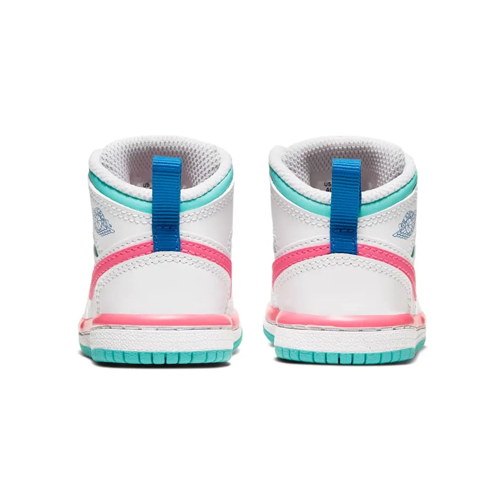 Jordan 1 Mid White Pink Green Soar (TD) White/Digital Pink-Aurora Green-Soar (644507-102)