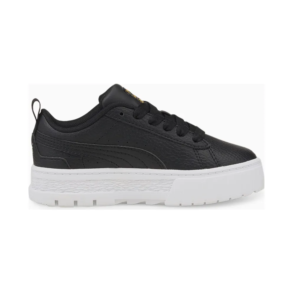 PUMA Mayze Leather Kids’ Black/Gold (384528-02)