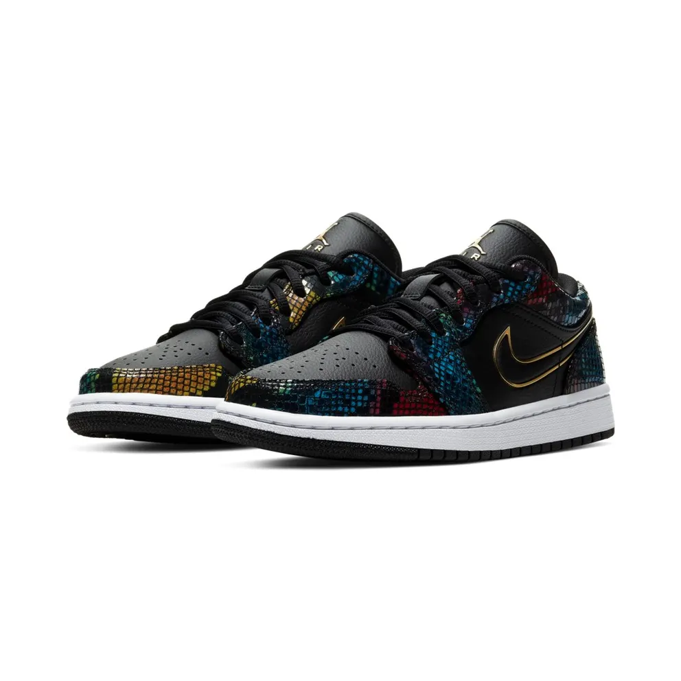 Jordan 1 Low Multicolor Snakeskin (W) (2020) Black/Metallic Gold (CW5580-001)