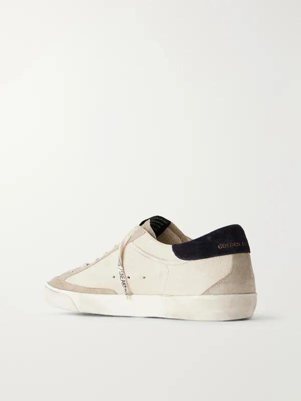 Golden Goose Super-Star Distressed Suede -Trimmed Leather Sneakers Cream (GMF00102.F008728) (4)