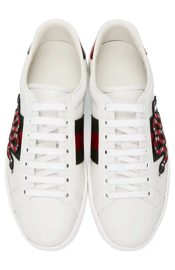 Gucci White Embroidered Ace Sneakers (456230 02JP0) (5)