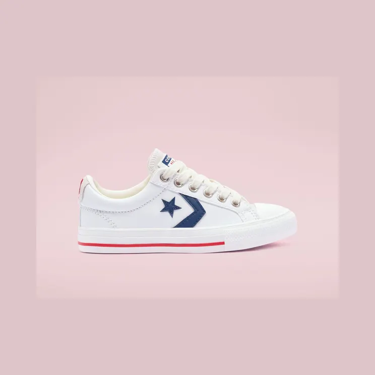 Converse Leather Star Player Low Top White/navy/gym Red (669255C)