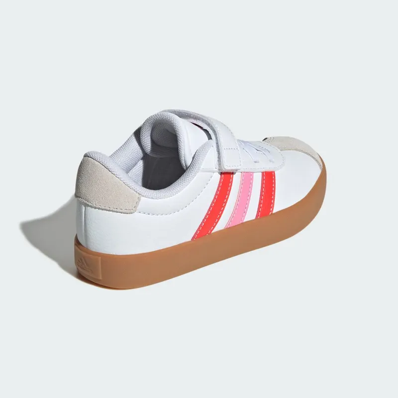 Adidas VL Court 3.0 Skateboard Shoes Kids Cloud White / Bright Red / Bliss Pink (JH6318)