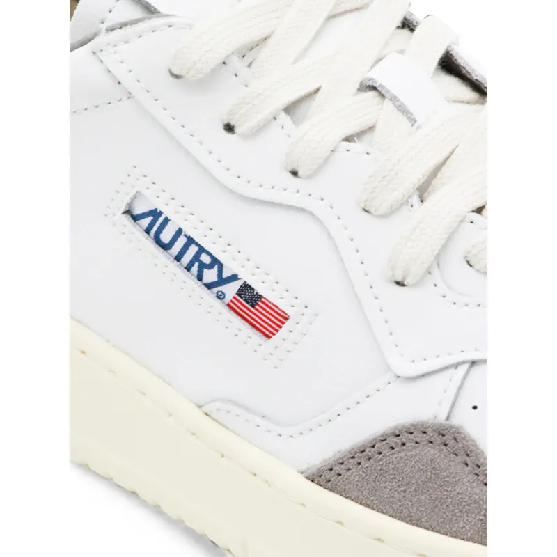 Autry Medalist Suede-panelled Perforated “White/Grey” (AULM FT15)