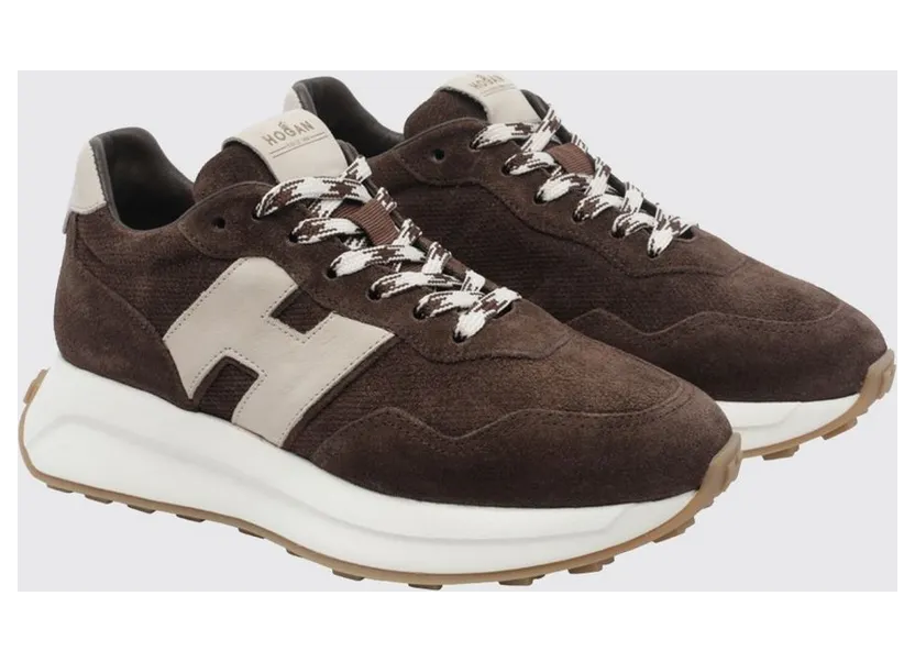 Hogan H641 in Calfskin and Suede with Notched Chunky Sole Brown (HXW6410EH41VFX0R1L)