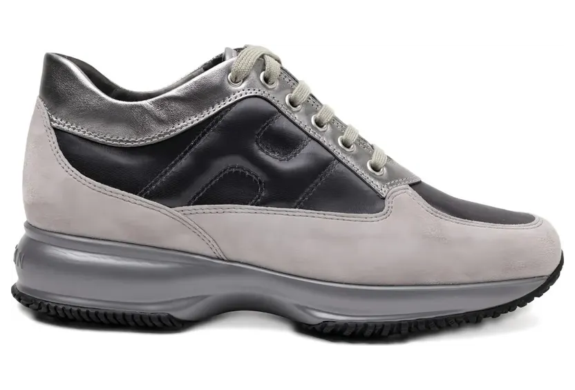 Hogan Interactive Allacciato suède with metallic vlak – Grey (HXW00N0001XTES)
