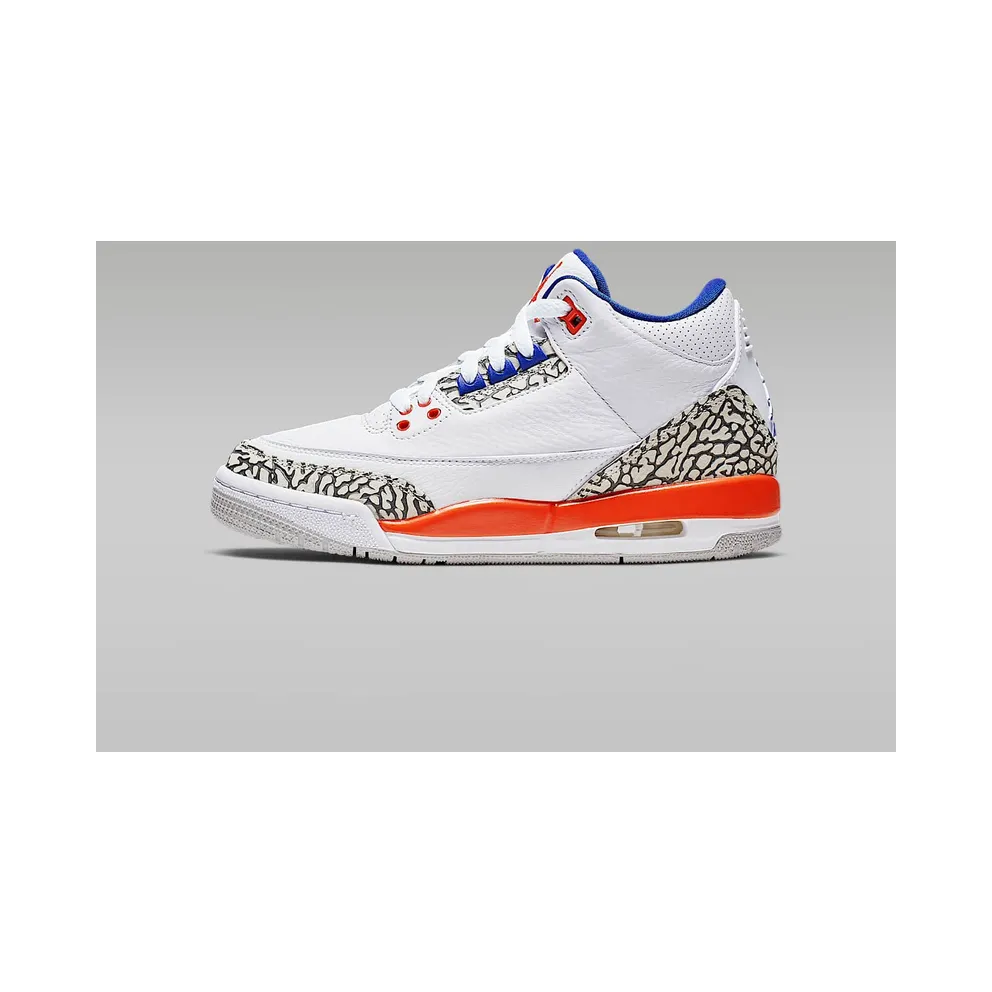 Jordan 3 Retro Knicks (GS) White/Old Royal-University Orange-Tech Grey (398614-148)