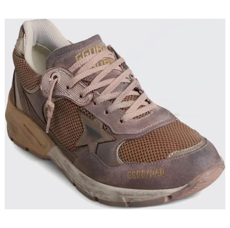 Golden goose Dad-Star Sneakers in Used Suede and Mesh Pink (GWF00884F00783183208)