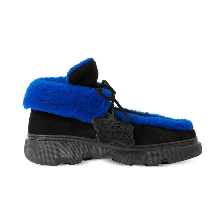 Burberry Shearling Embellished Suede Creeper Boot Black Blue (8077218)