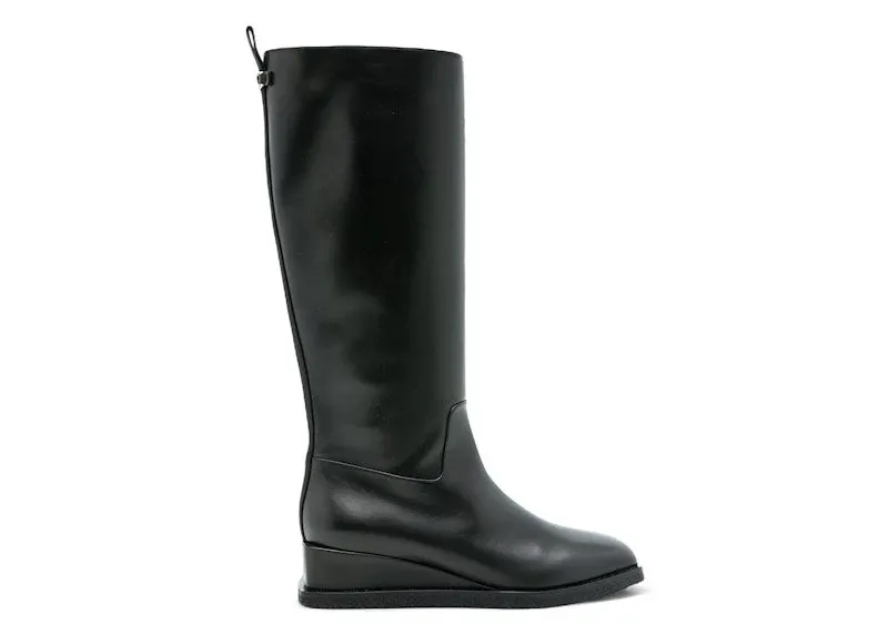 Ferragamo Wayde Leather Wedge Boots Black (01B527745350)
