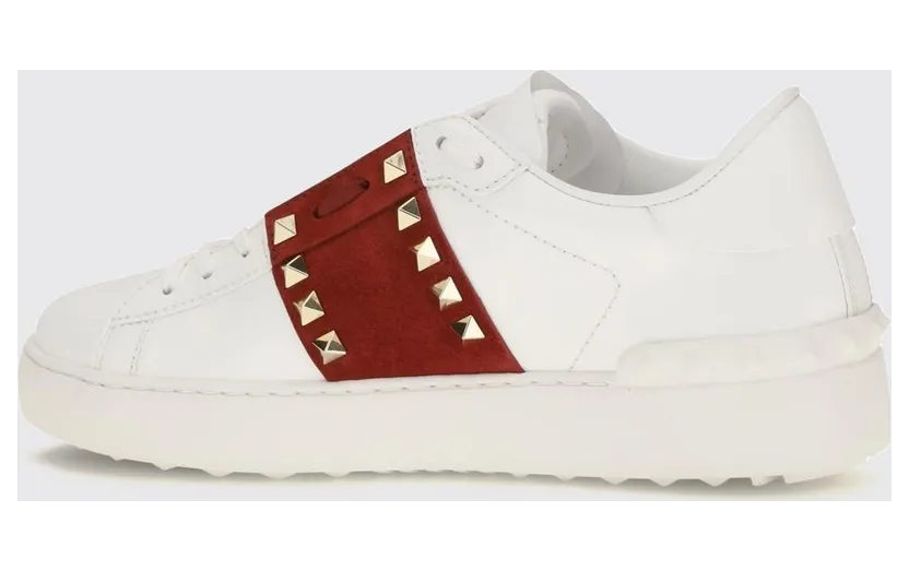 Valentino garavani Rockstud Untitled Leather and Suede Sneakers with Iconic Studs Red (S0A01ZBV3FB) (2)