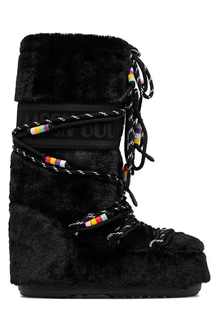 Moon Boot Icon Faux-Fur Boot Black Beads (80D1408990-N001)