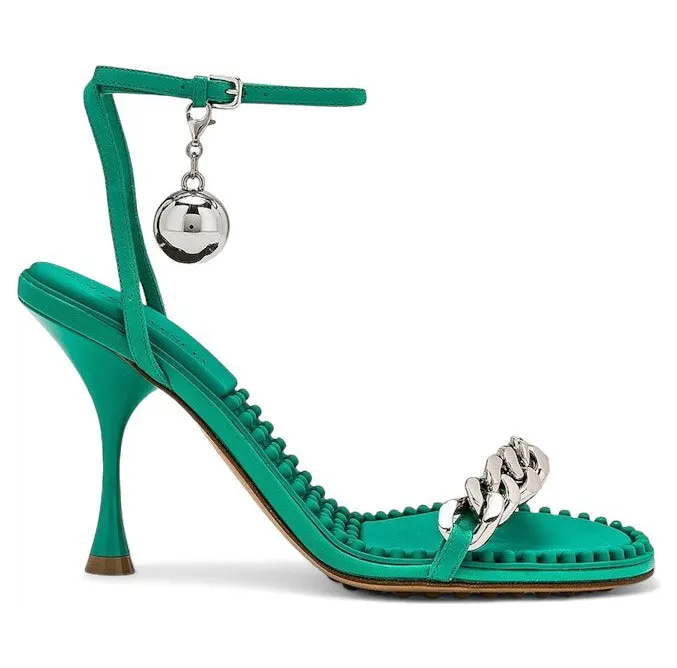 Bottega Veneta Dot Ankle Strap Sandals Acid Turquoise (667178 VBSF0 3227)