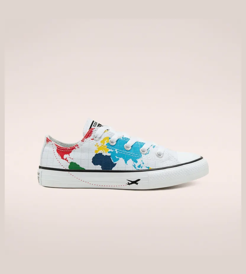 Converse Big Kids Geography Class Chuck Taylor All Star Low Top White/university Red/black (668458C)