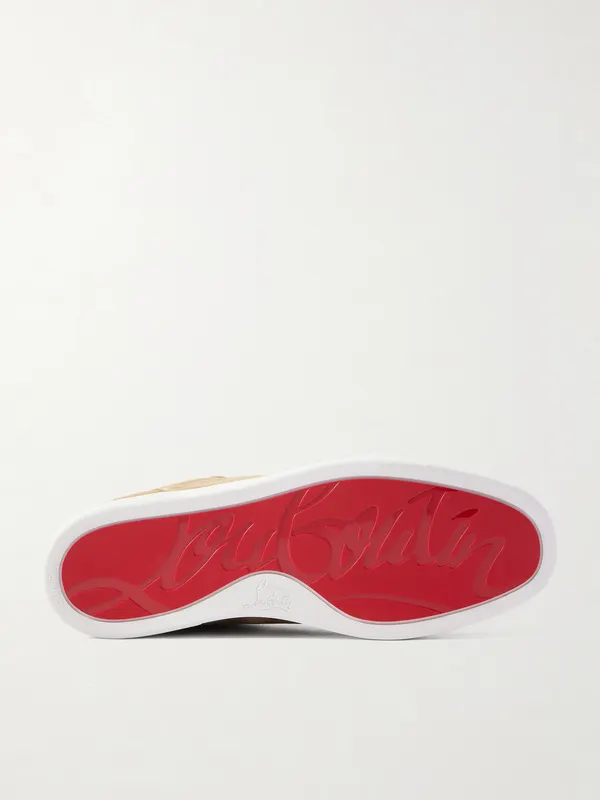 Christian Louboutin Rantulow Orlato Grosgrain-Trimmed Suede Sneakers Taupe (3240733) (3)