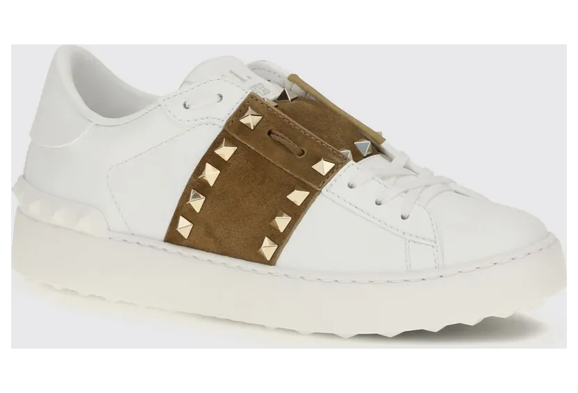 Valentino garavani Rockstud Untitled Leather and Suede Sneakers with Iconic Studs White (S0A01ZBV3DZ)