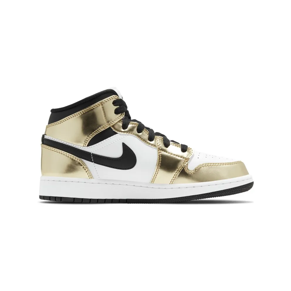 Jordan 1 Mid Metallic Gold Black White (GS) Metallic Gold/Black-White-Black (DC1420-700)