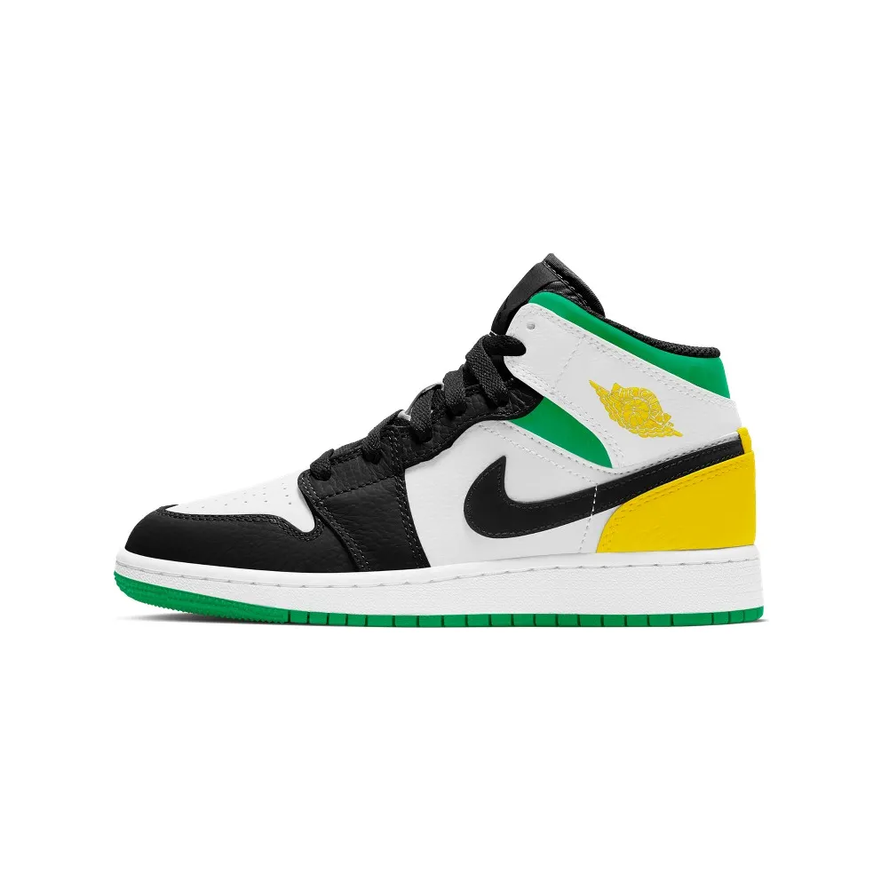 Jordan 1 Mid SE White Laser Orange Lucky Green (GS) White/Laser Orange-Black-Lucky Green (BQ6931-101)