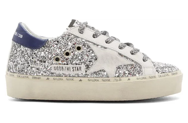 Golden Goose Silver Glitter Hi Star Sneakers (G35WS945.K7)