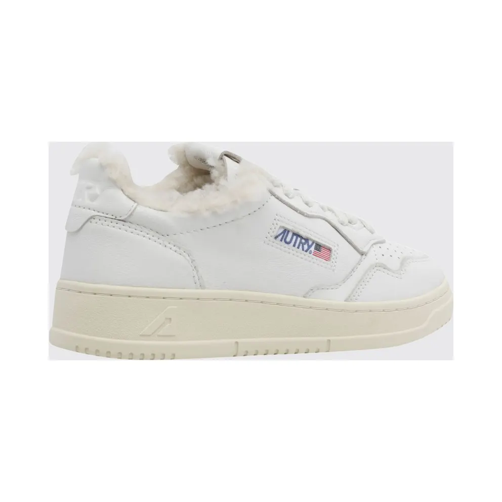 Autry Medalist Low in Leather with Animalier Pony Hair Inserts White (AULWSR01)