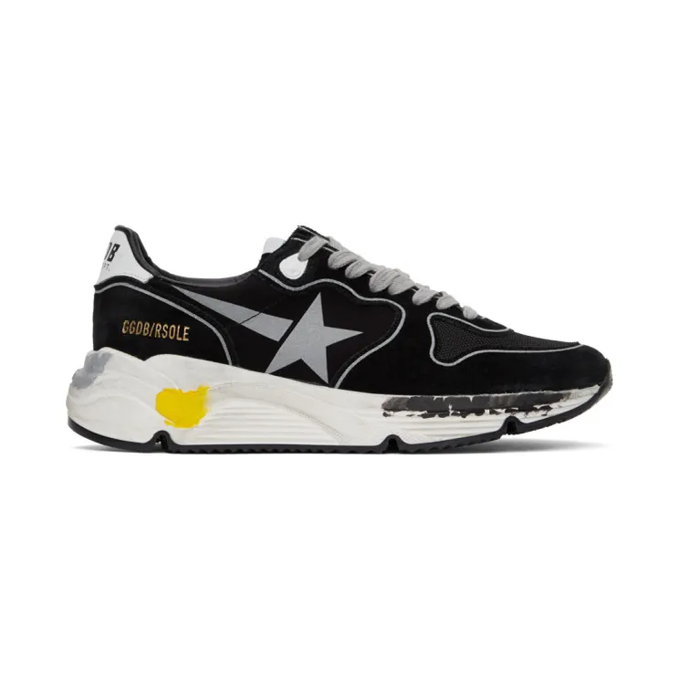 Golden Goose Black and Silver Running Sole Sneakers (GMF00126.F000326.901)