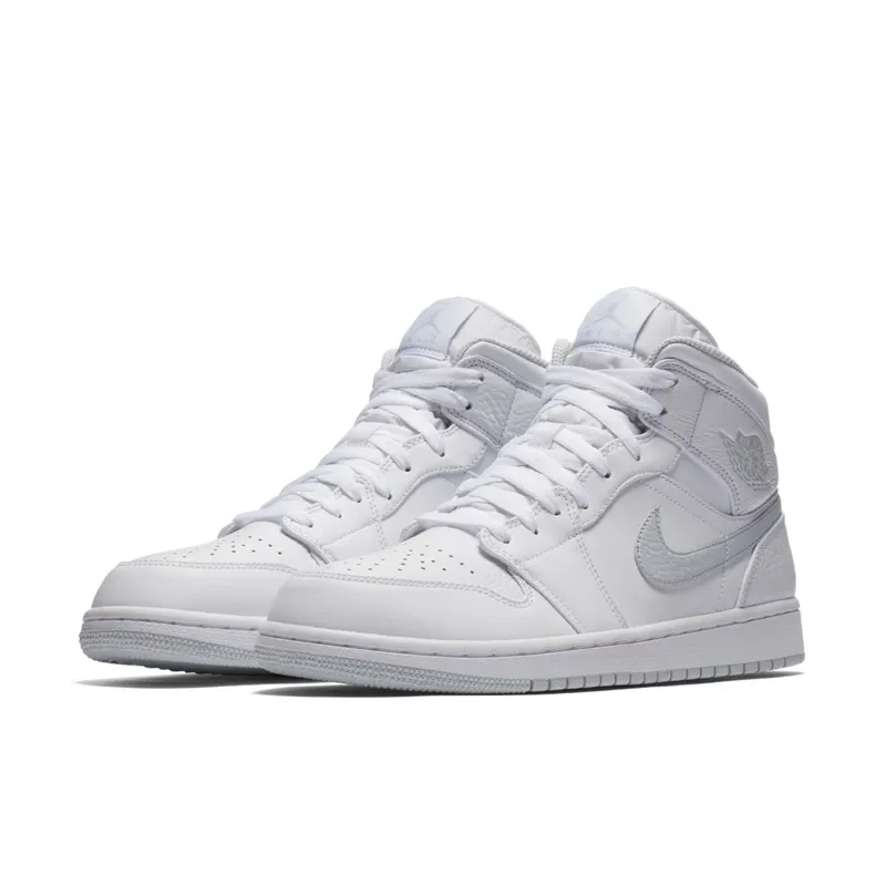 Jordan 1 Mid White Pure Platinum Swoosh White/Pure Platinum (554724-108)