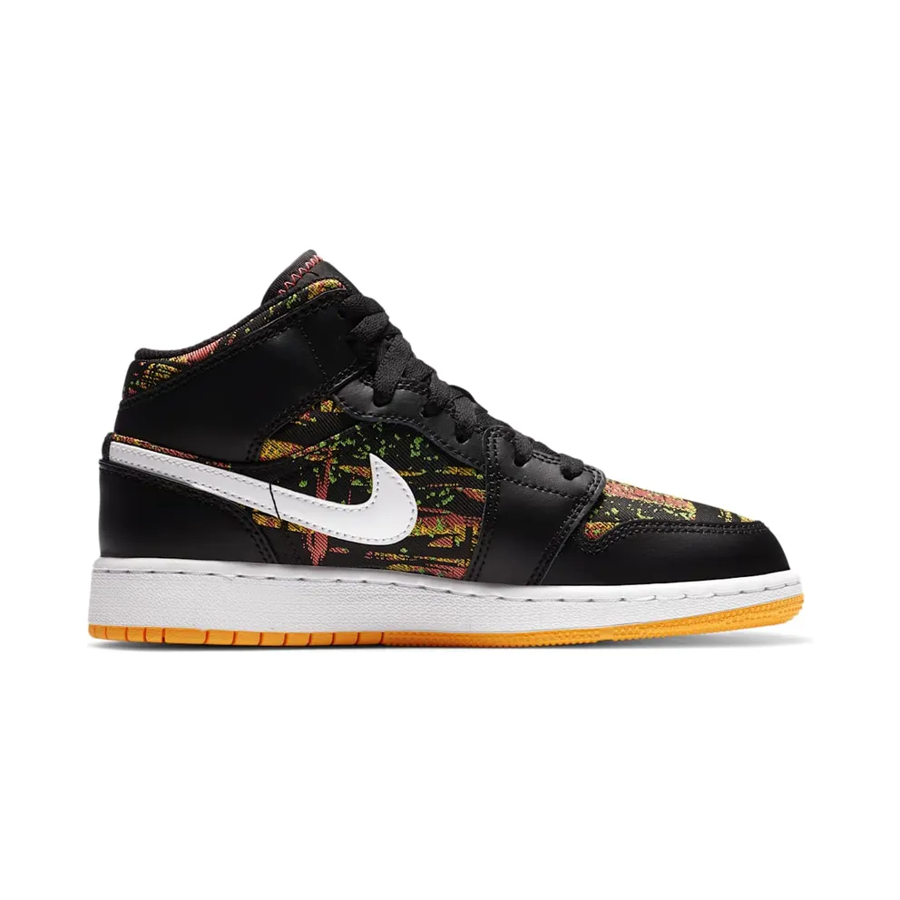 Jordan 1 Mid Black Laser Orange Bright Melon (GS) Black/Laser Orange-Bright Melon-White (555112-003)