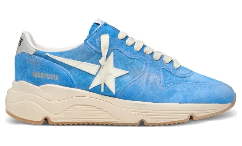 Golden Goose Running Sole Sneakers aus blauem Wildleder mit weißem Stern (GMF00126F008544)