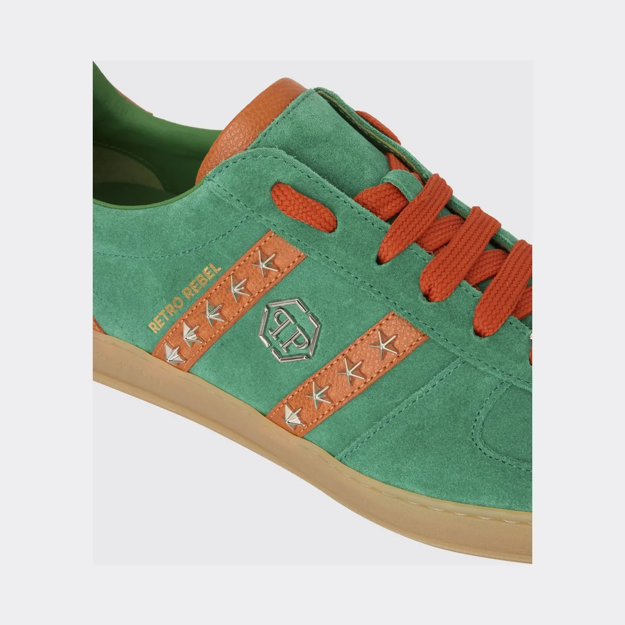 Philipp plein Retro Rebel Suede Sneakers with Applied Stars Green (SAFSUSC0911PLE009N05) (3)