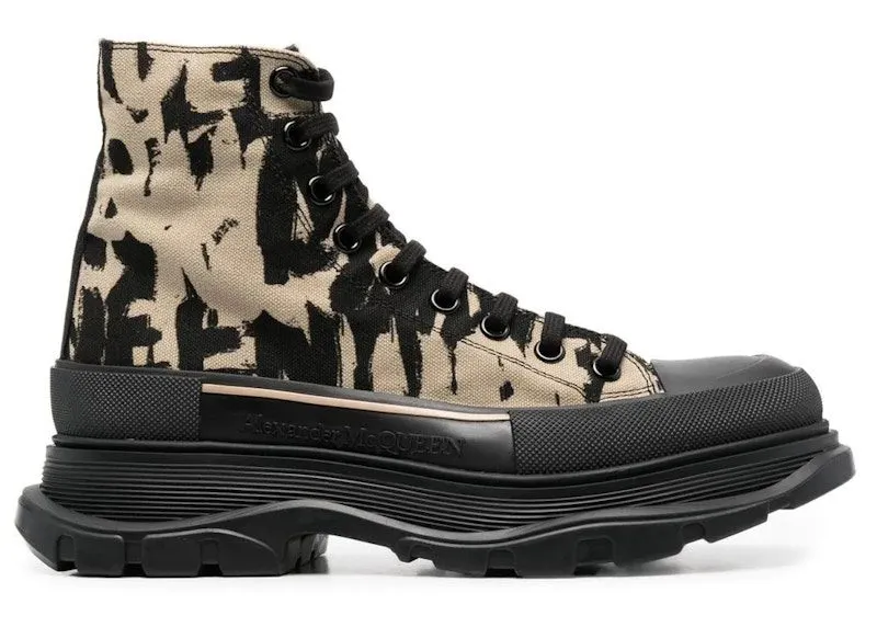 Alexander McQueen Graffiti Tread Slick Boot Beige Black (705667W4TG49787)