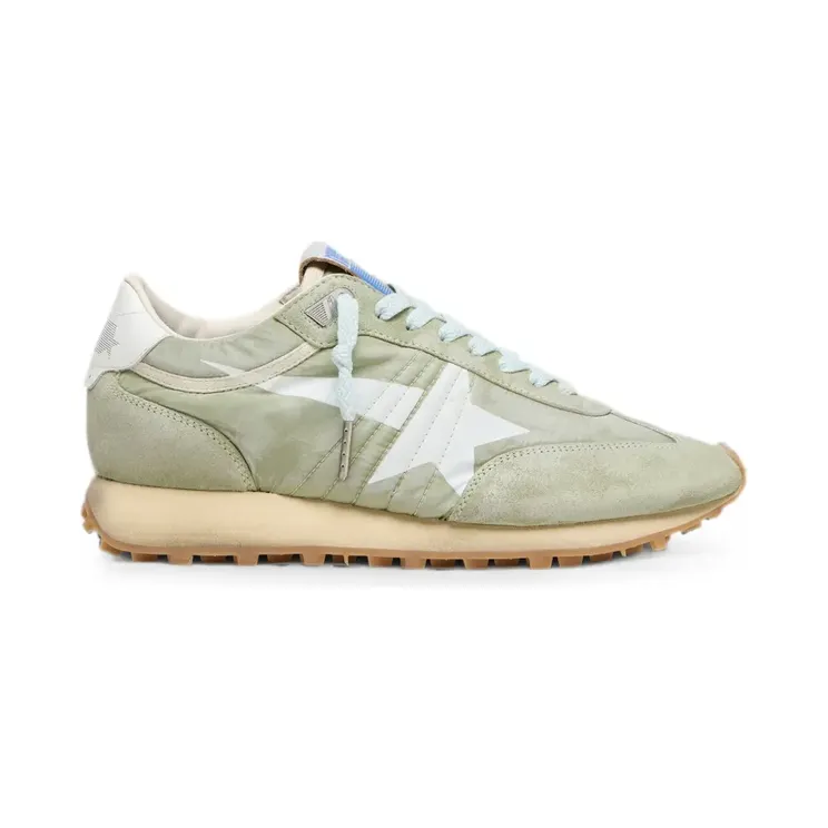Golden Goose Marathon aus salbeigrünem Nylon mit weißem Stern (GWF00683F008446)