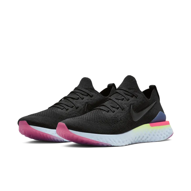 Nike Epic React Flyknit 2 Black Sapphire Hyper Pink Black/Black-Sapphire-Lime Blast-Hyper Pink-Blue Tint (BQ8928-003)
