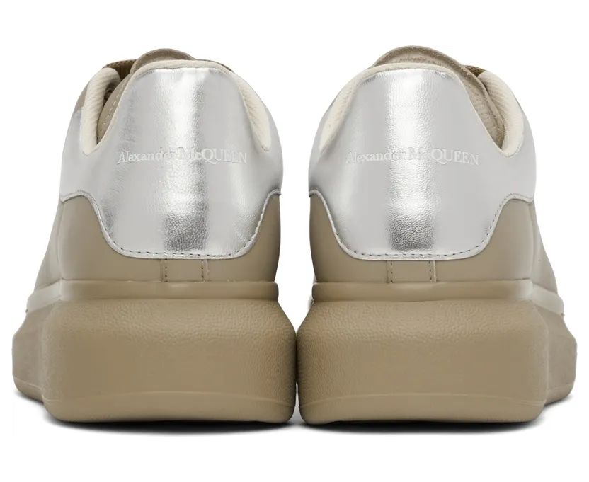 Alexander McQueen Beige & Silver Oversized Sneakers (634671WIAG5) (4)