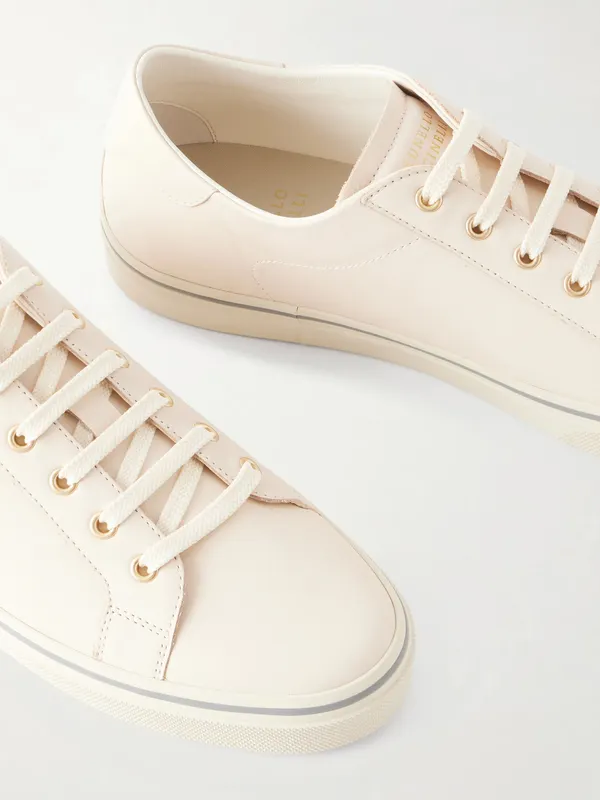 Brunello Cucinelli Leather Sneakers Cream (MPULMOZ341) (5)