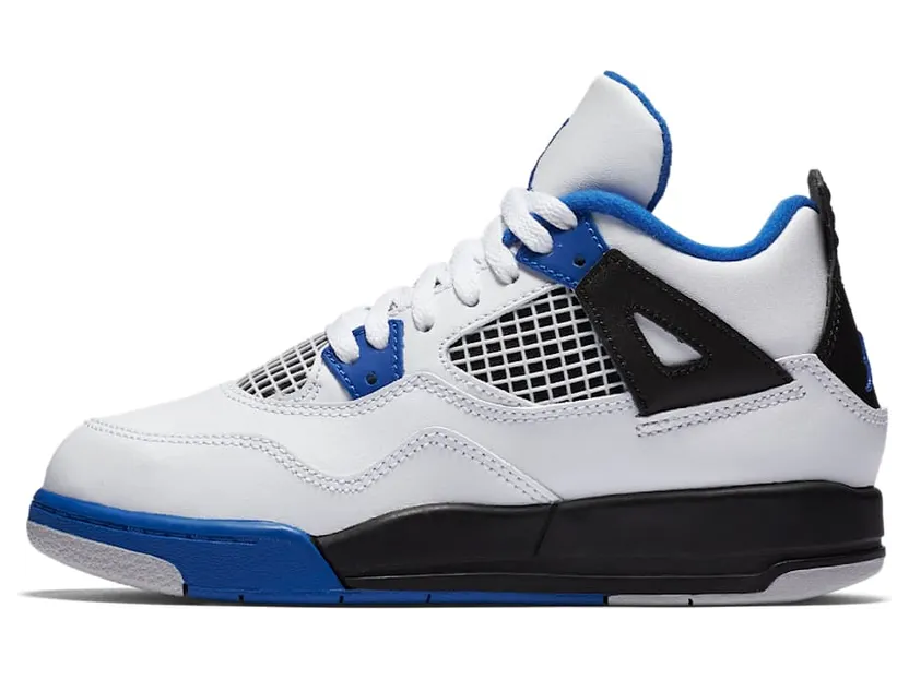 Jordan 4 Retro Motorsports (PS) “White / Black / Game Royal” (308499-117)