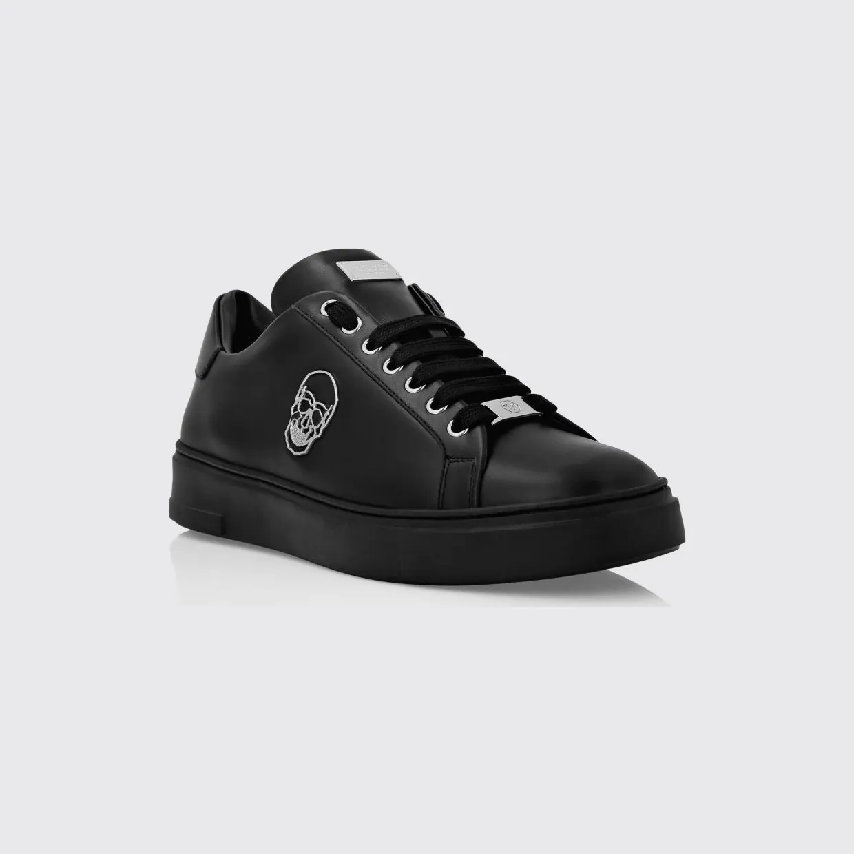 Philipp plein Skull Print Smooth Leather Low-Top Sneakers Black (LADSUSC0789PLE005N0202)