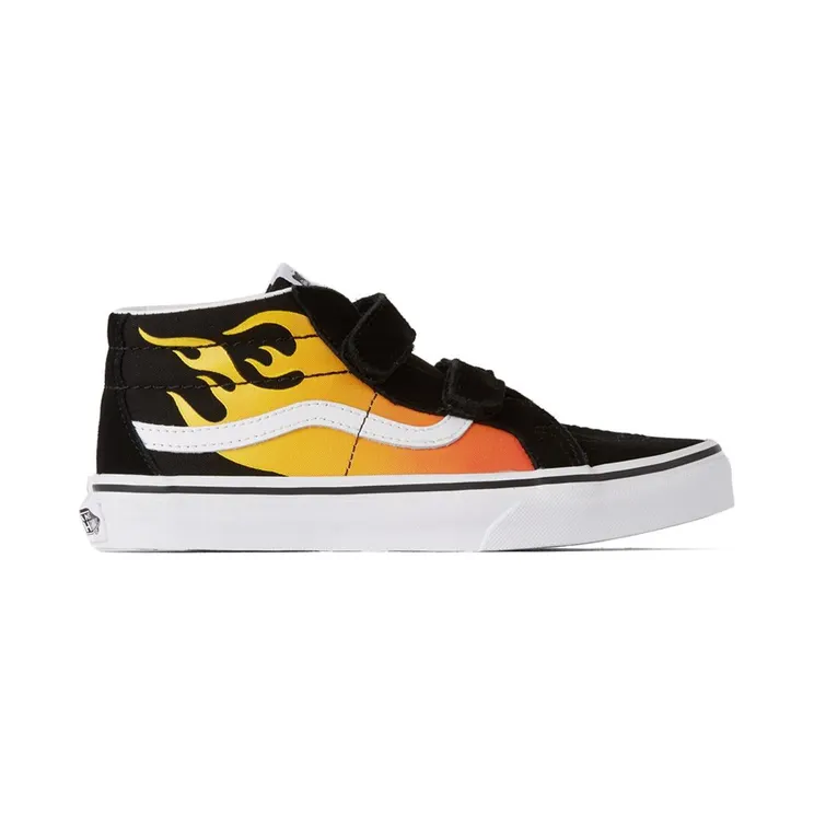 Vans Kids Black & Yellow Hot Flame Sk8-Mid Reissue V Big Kids Sneakers (J VN0A4UI599C)