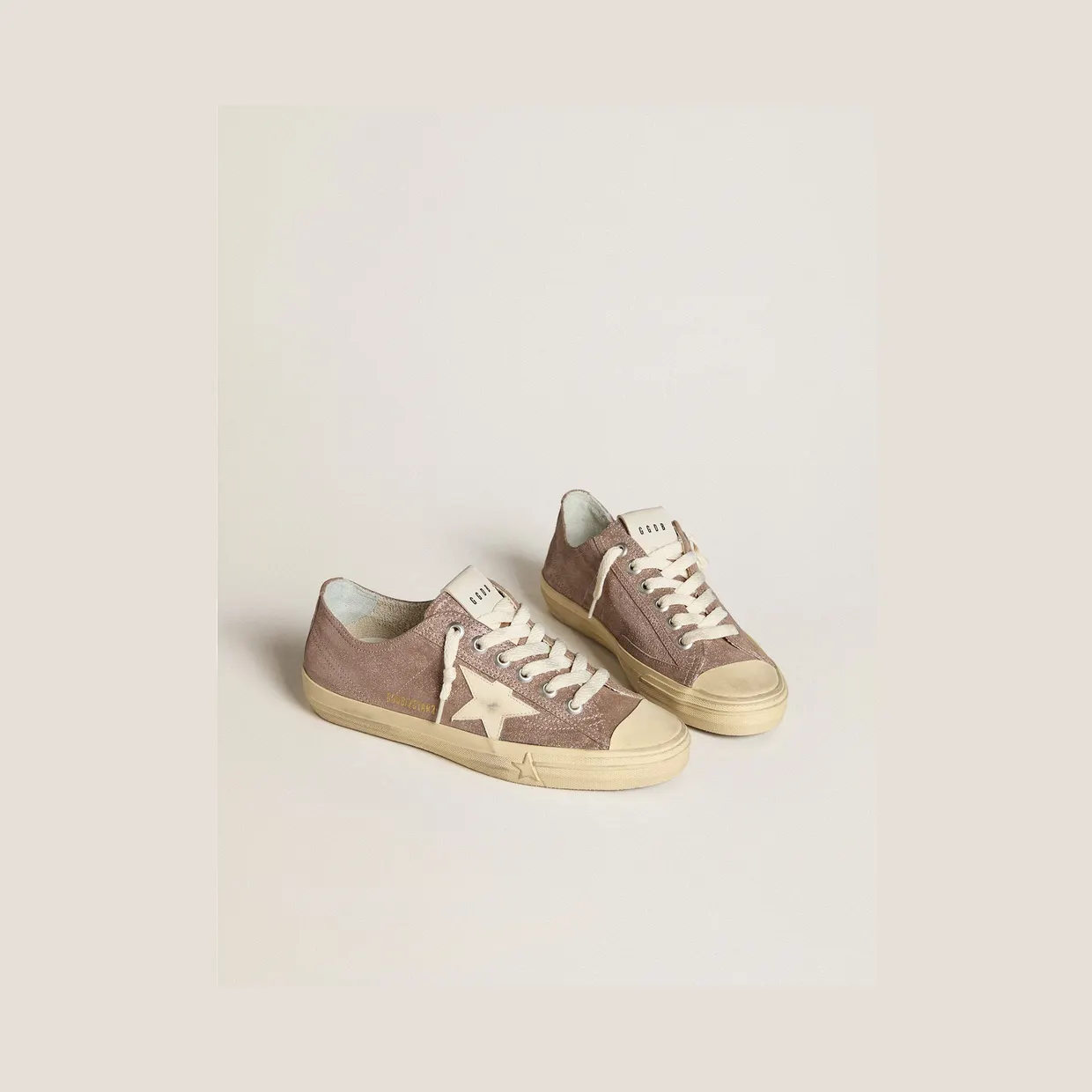 Golden Goose V-Star In Light Brown Metallic Suede With Cream Leather Star (GWF00129.F006549.55629) (2)