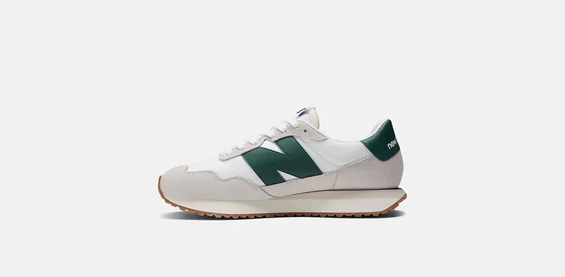 New Balance White & Green 237 Sneakers (MS237RF)