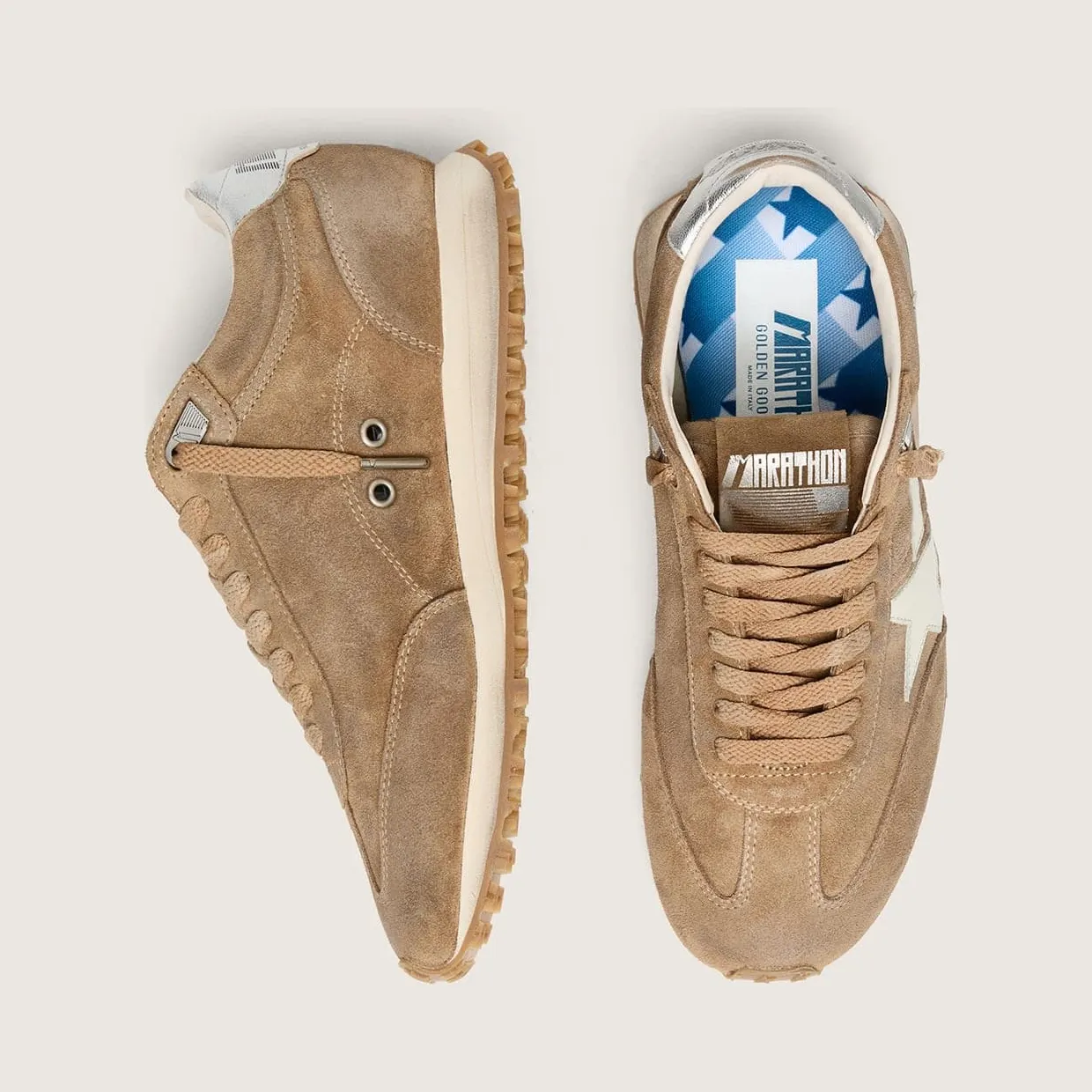 Golden Goose Women’S Marathon In Tobacco Suede With White Star (GWF01071.F008445.55777) (3)