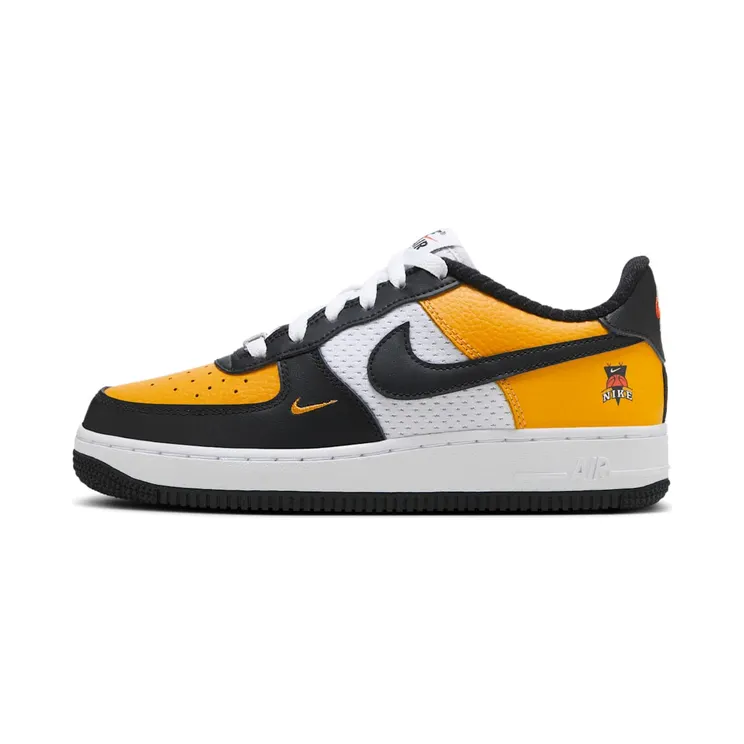 Nike Air Force 1 Low Black Gold Jersey Mesh “University Gold / White / Team Orange / Black” (DQ7779-700)