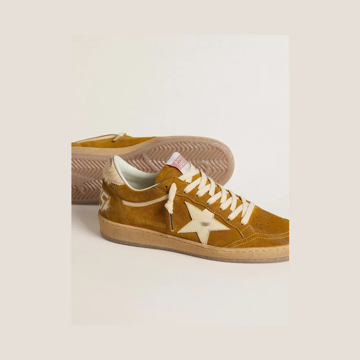 Golden Goose Ball Star In Suede With Beige Leather Star And Pony Skin Heel Tab (GWF00117.F007473.15776) (3)