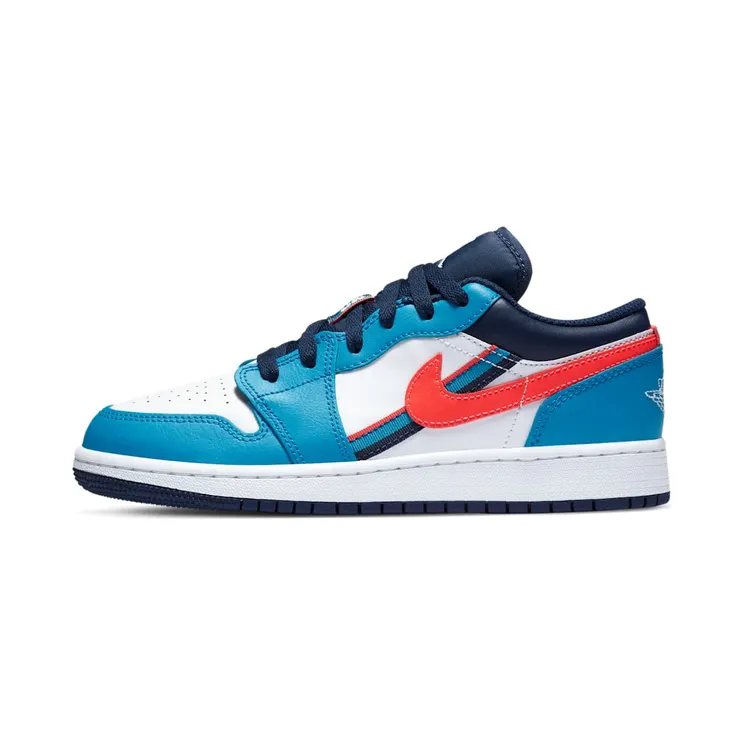 Air Jordan 1 Low Game Time GS “White / Blue Orbit / Midnight Navy / Flash Crimson” (CV4892-100)