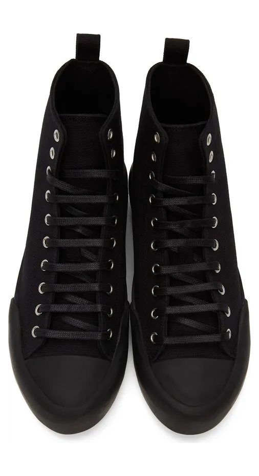 Jil Sander Black Canvas High-Top Sneakers (JI35546B_14350) (5)
