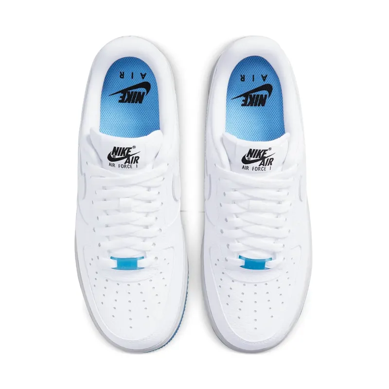 Nike Air Force 1 Low UV Reactive Swoosh (2021) – “White / White / White / University Blue” (DA8301-101)